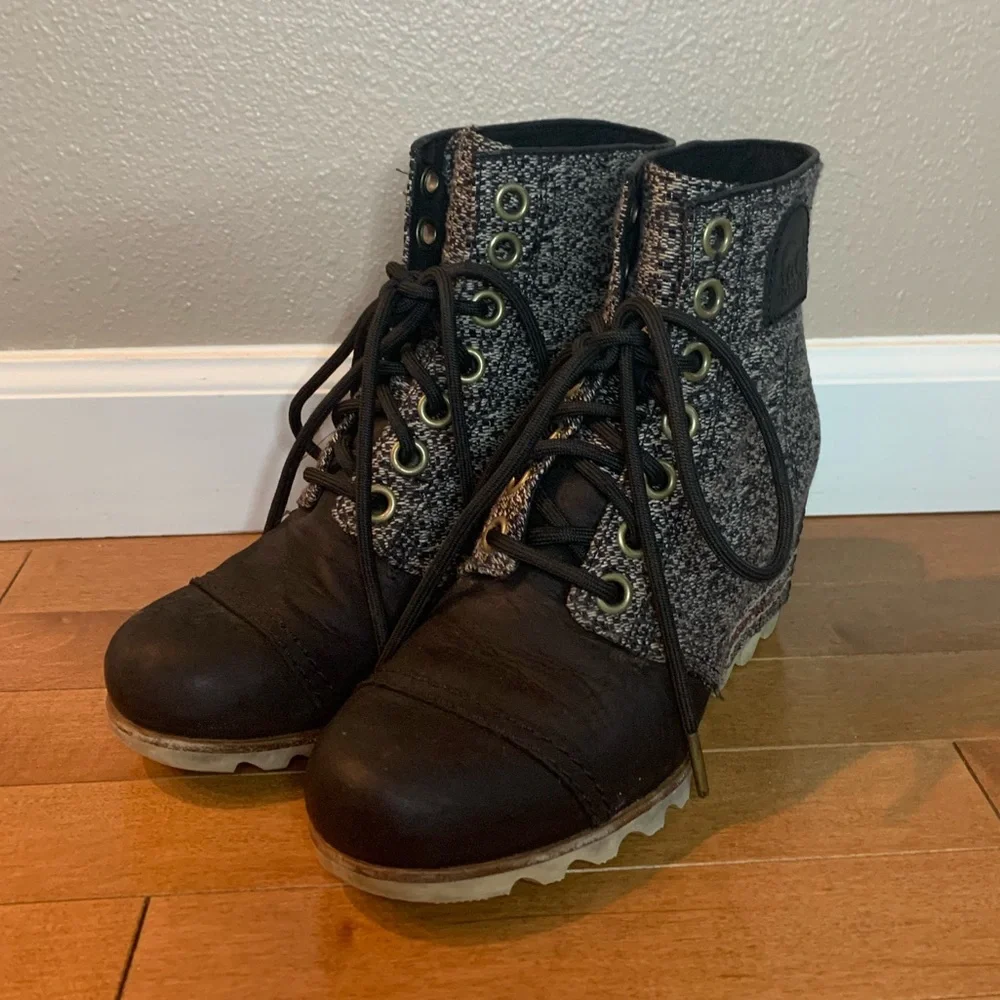 Sorel Black Pdx Leather Wedge black speckle size 8 - Picture 3 of 7